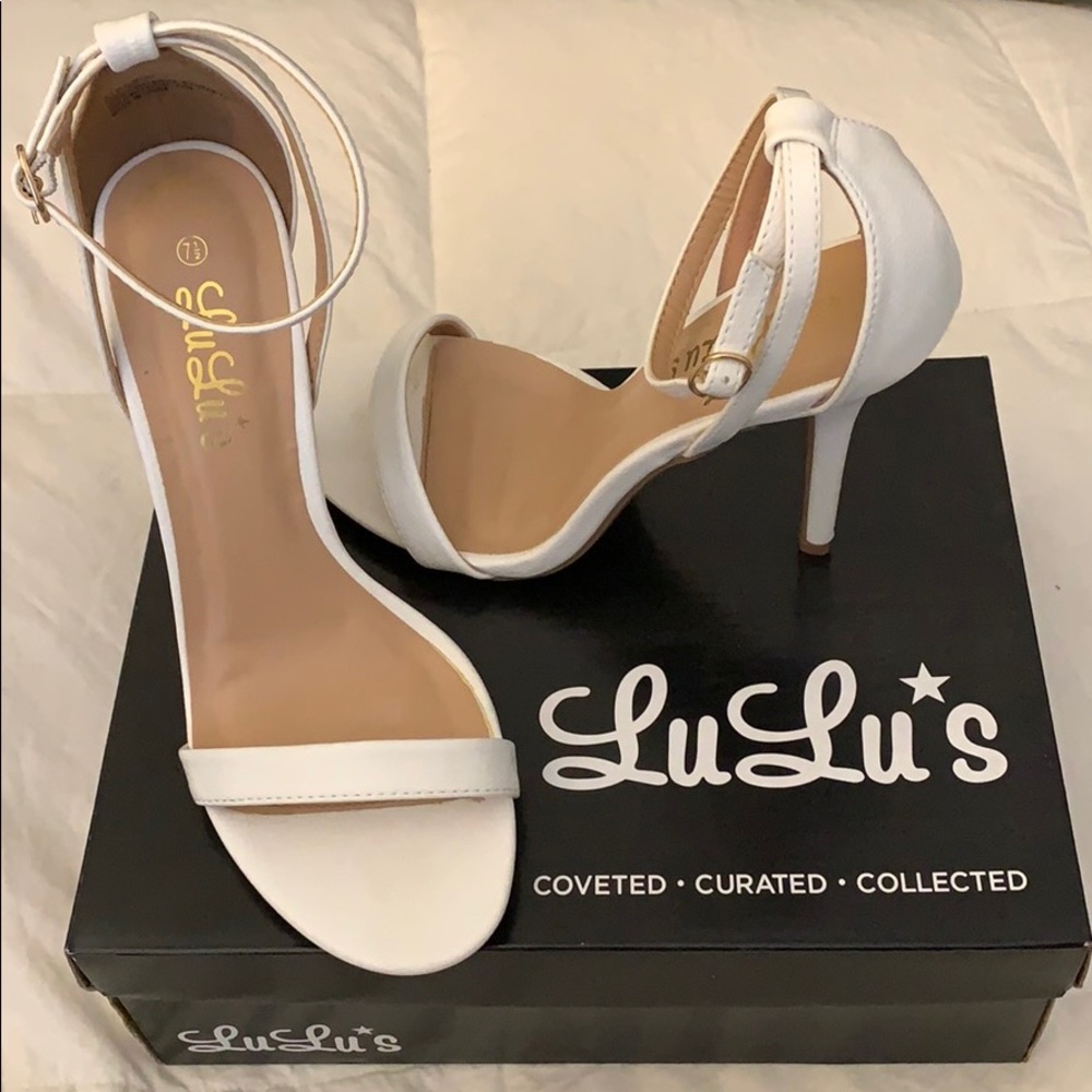 Lulu white strappy heels